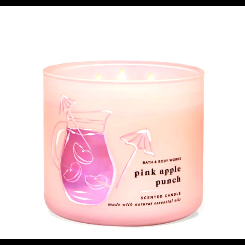 BATH AND BODY WORKS pink apple punch 3 wick candle